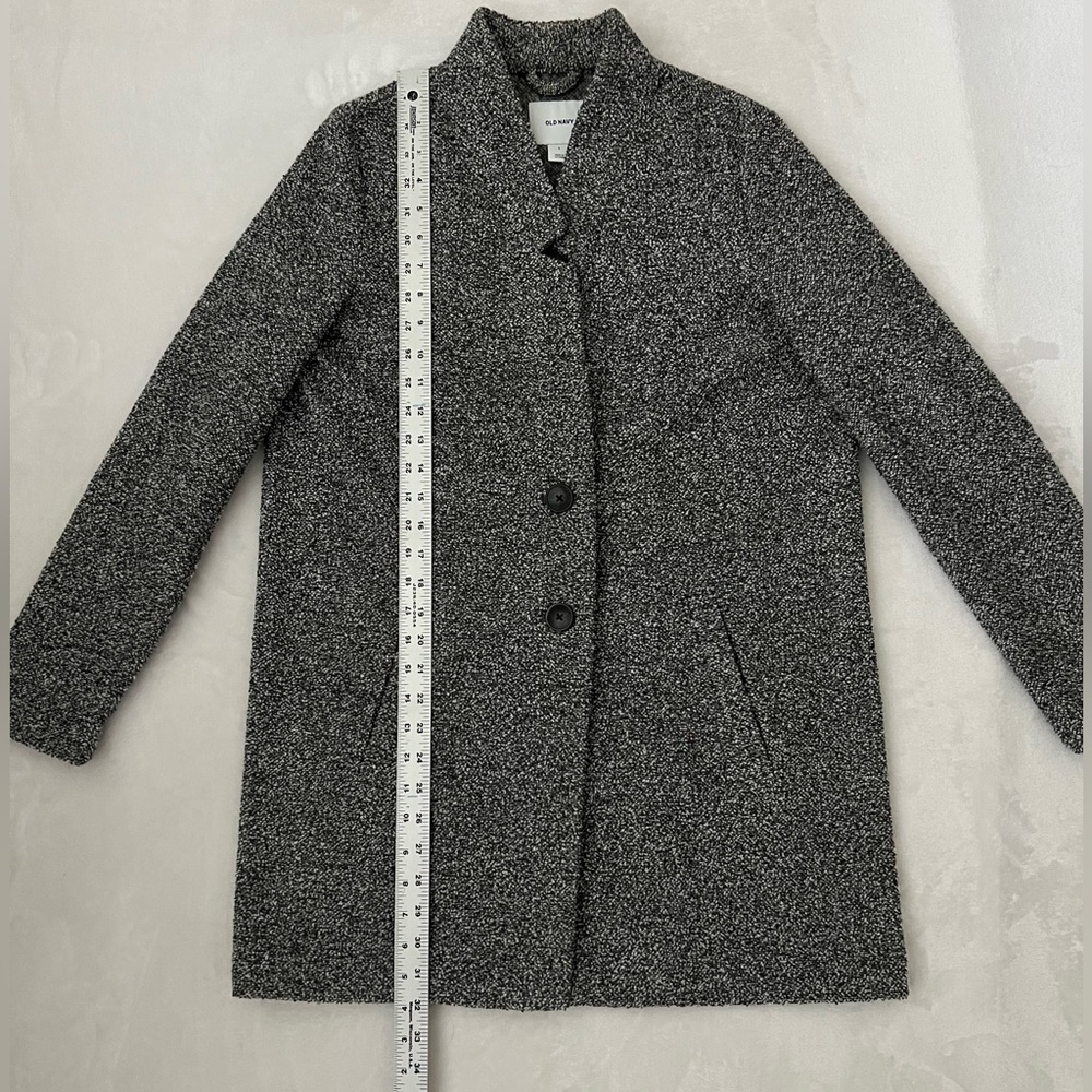 Old Navy Gray & White Relaxed Textured Button-Front Coat Size Small - Picture 11 of 12